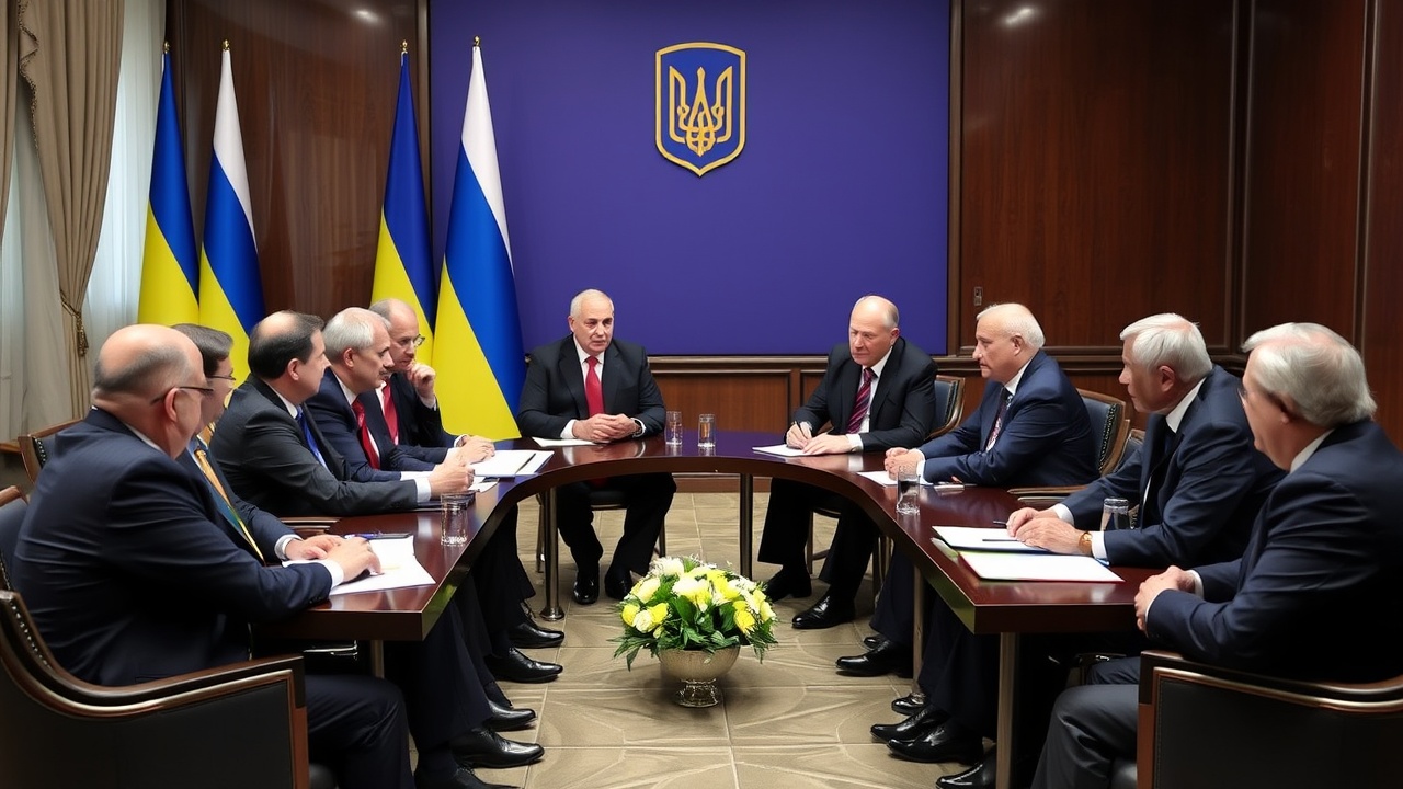 An international meeting with leaders discussing Ukraine.