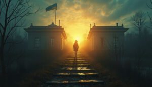 Prologue page background image for Ukrainian memoir, symbolizing isolation, resilience, and personal identity